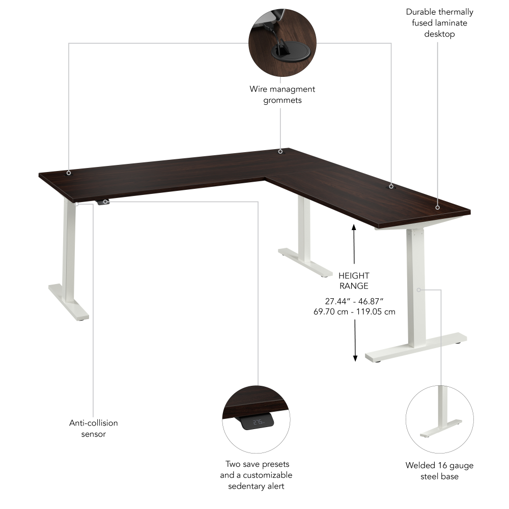 Move 60 Series 72W Height Adjustable L Shaped Standing Desk