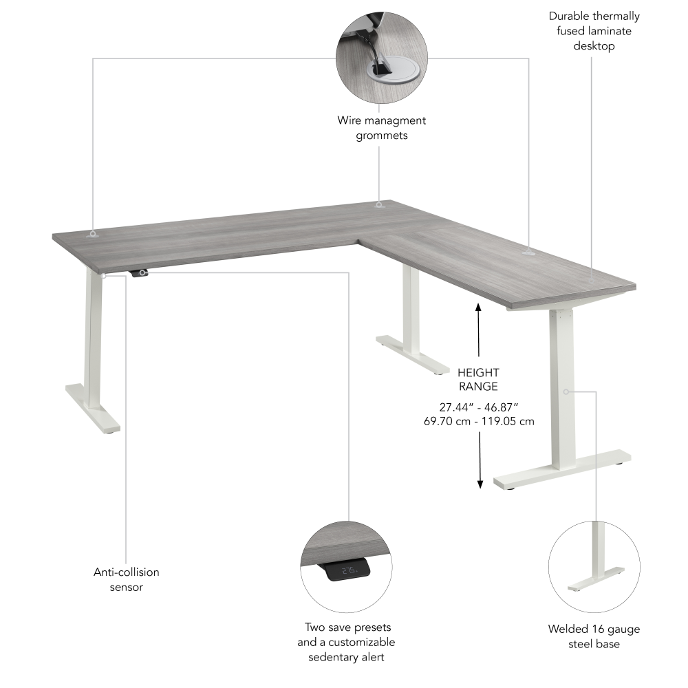 Move 60 Series 72W Height Adjustable L Shaped Standing Desk