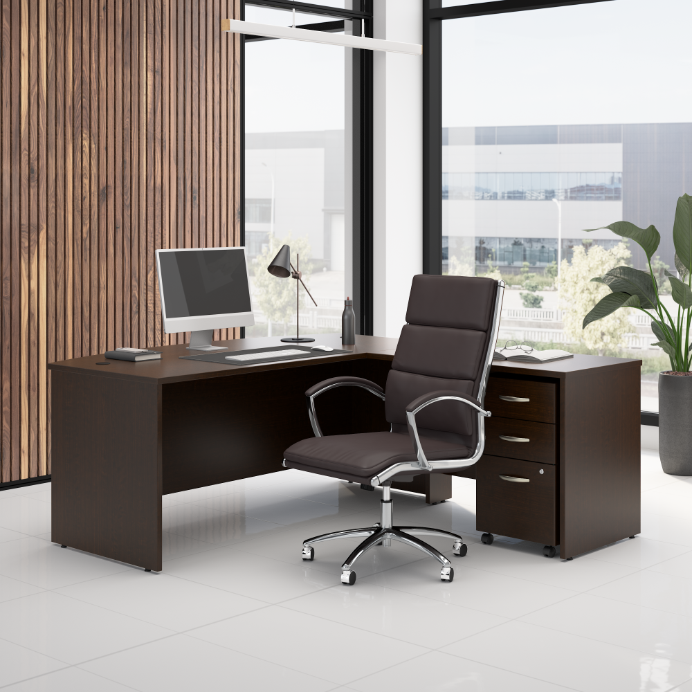 Series C 72W Bow Front L Shaped Desk with 42W Return and Mobile File Cabinet