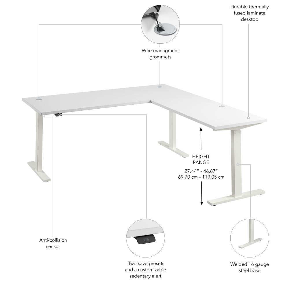 Move 60 Series 72W Height Adjustable L Shaped Standing Desk