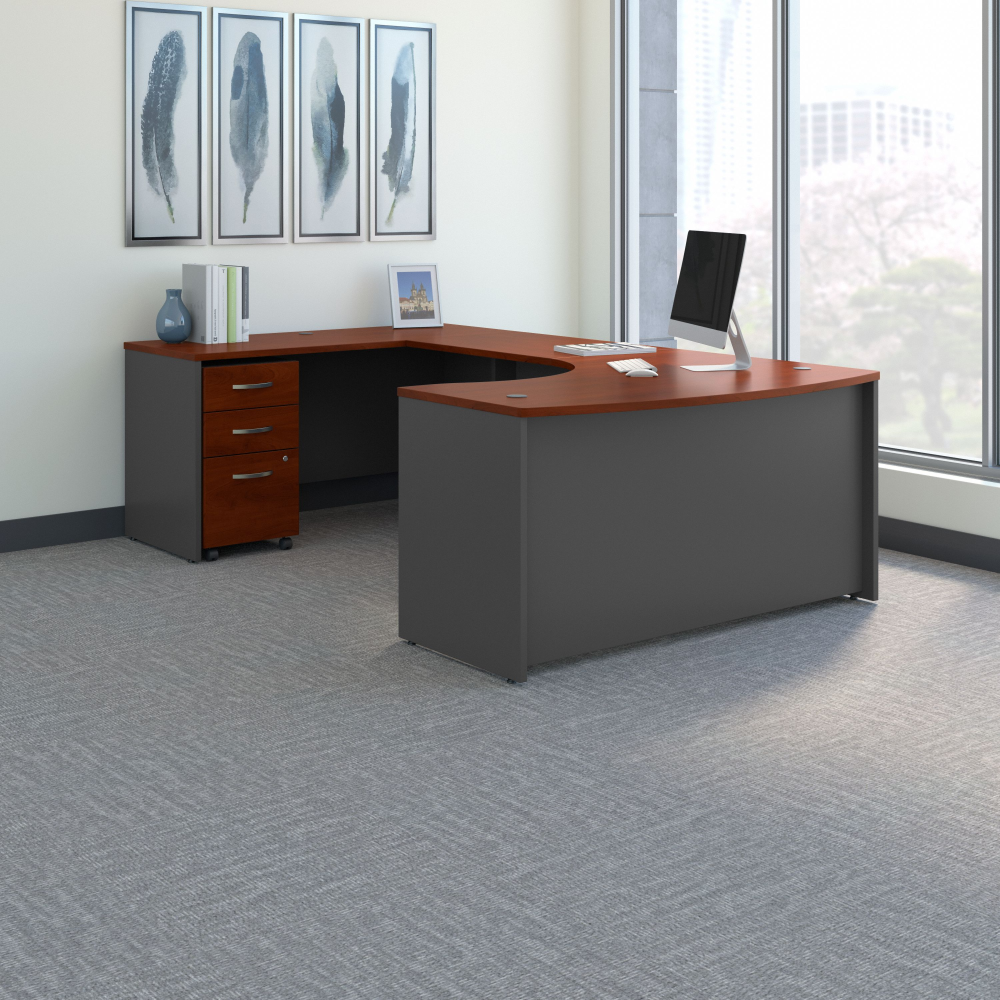 Series C 60W Left Handed Bow Front U Shaped Desk with Mobile File Cabinet