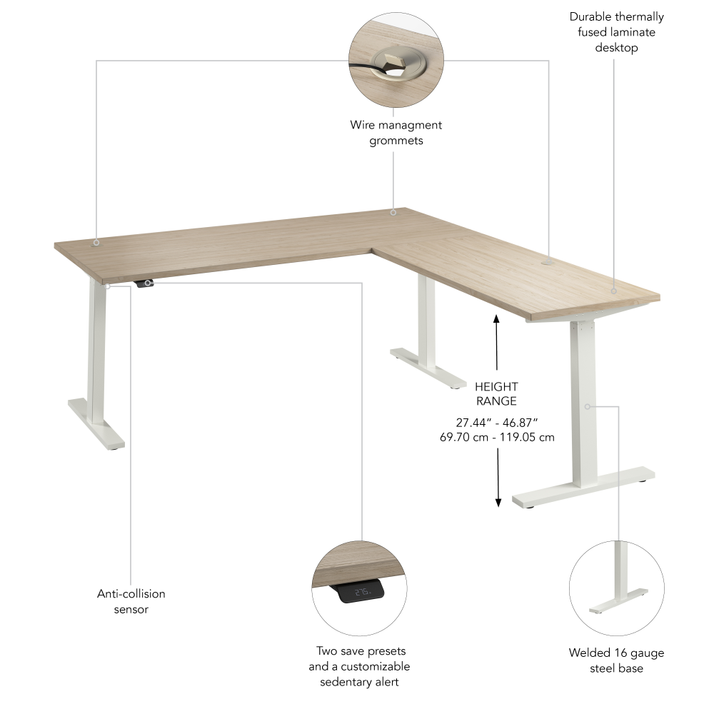 Move 60 Series 72W Height Adjustable L Shaped Standing Desk