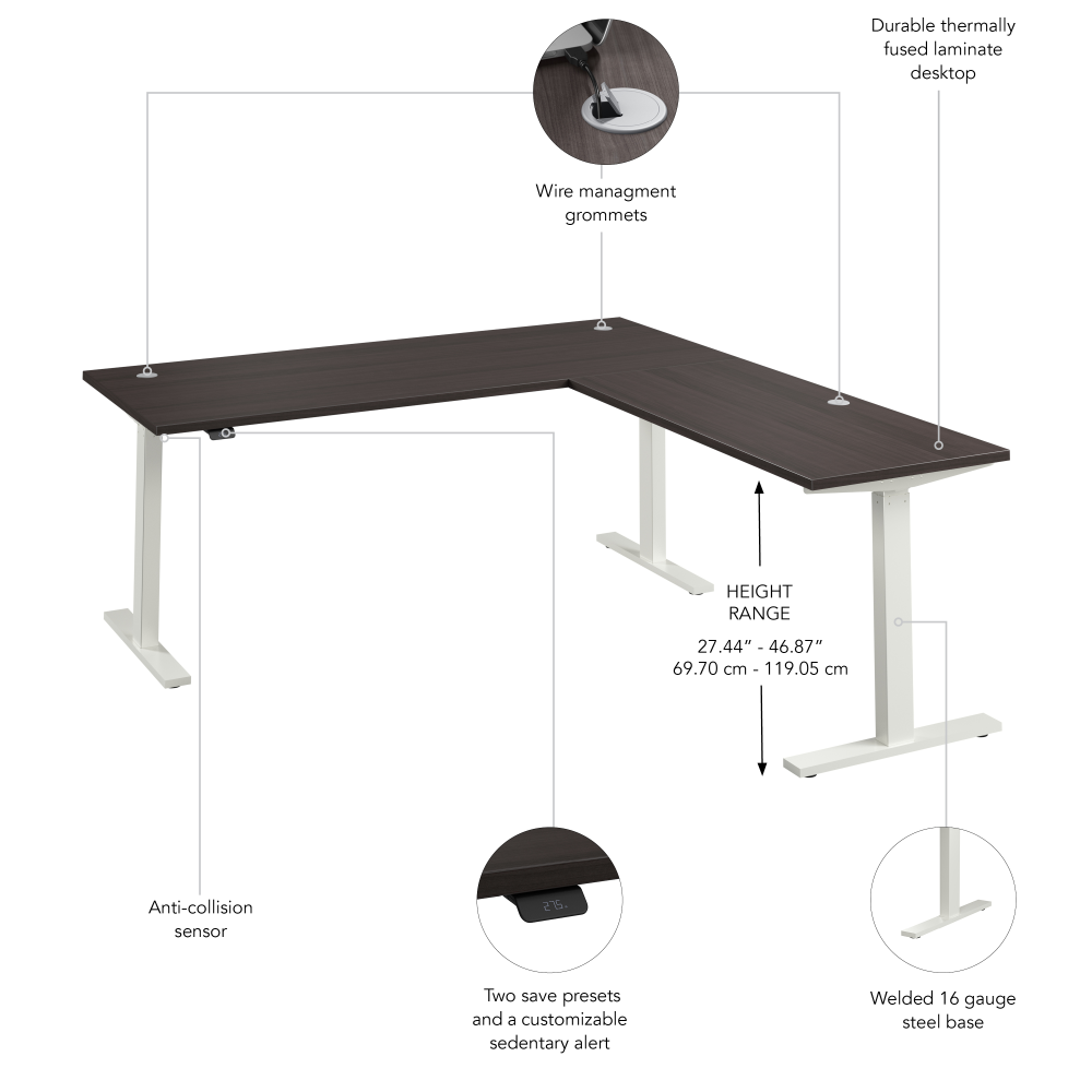 Move 60 Series 72W Height Adjustable L Shaped Standing Desk