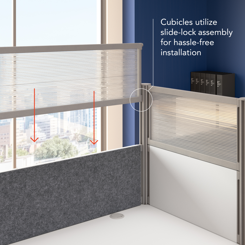 ProBiz Single Cubicle Desk for Office with High Privacy Panels and Tackboard